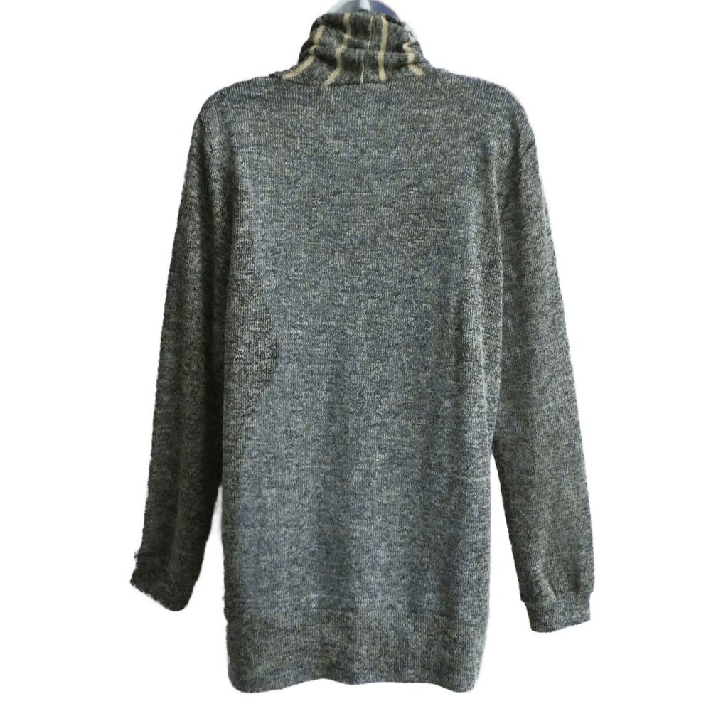 Vintage 90s Y2K Sweater Oversized Comfy Grey Contrasting Stripe Cowl Neck XL - Picture 3 of 6